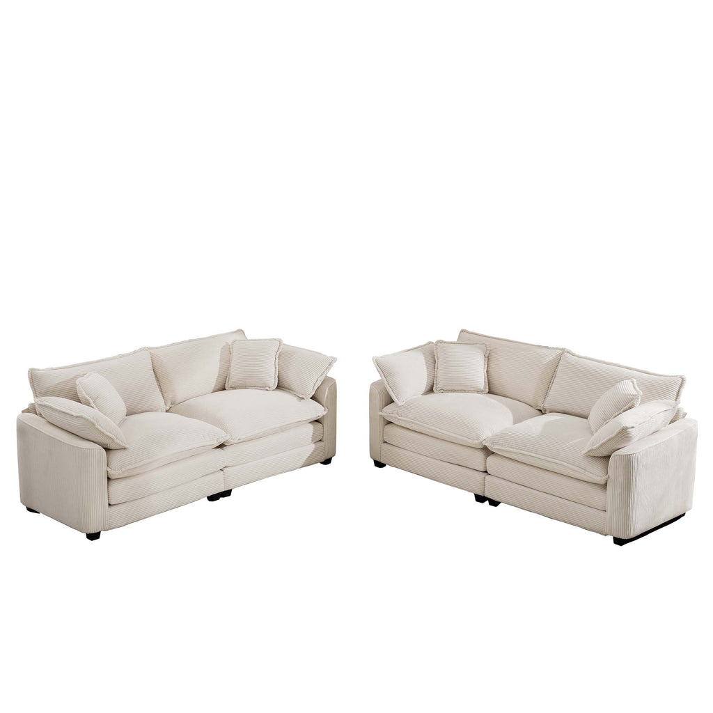 Modern Fabric Living Room Sofa Two Pieces Set