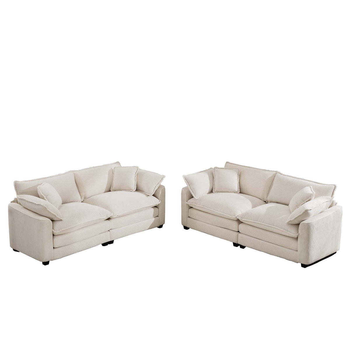Modern Fabric Living Room Sofa Two Pieces Set