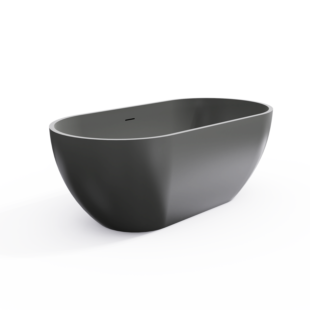 63 Inch Solid Surface Oval Shape Freestanding Bathtub