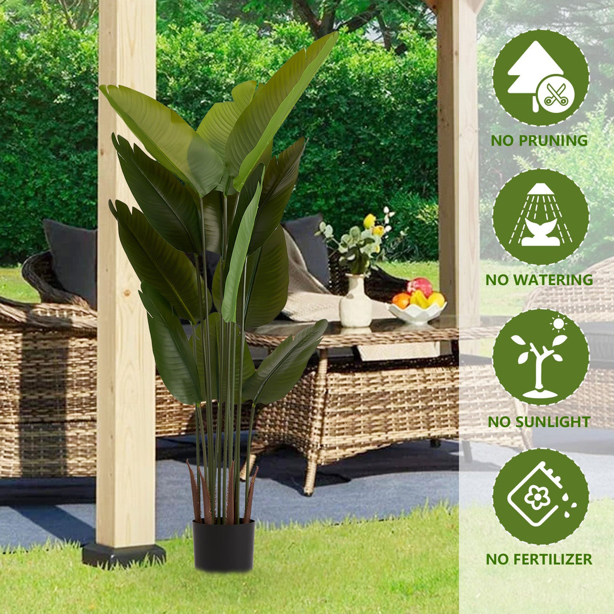 Artificial Bird of Paradise Plant - 5.2ft Tall Faux Tropical Palm Tree