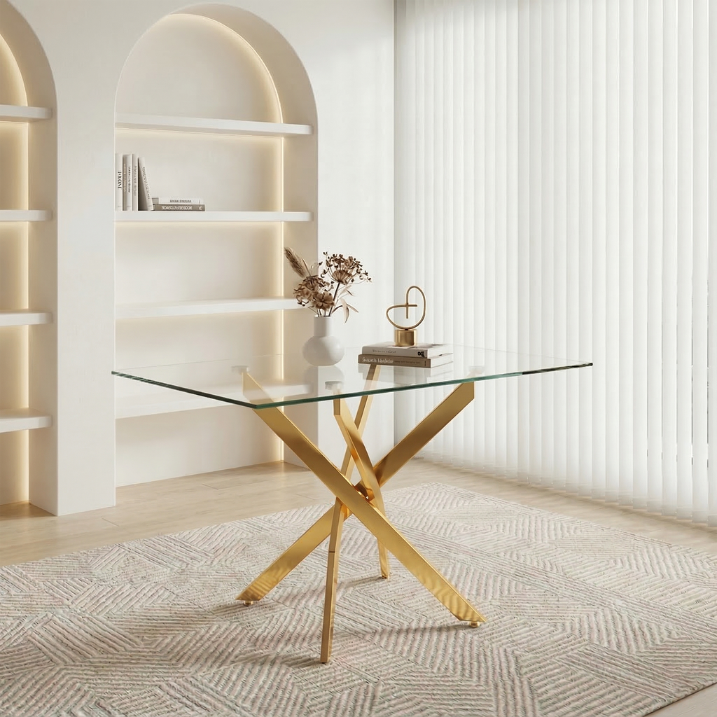 47.24" Rectangular Glass Dining Table