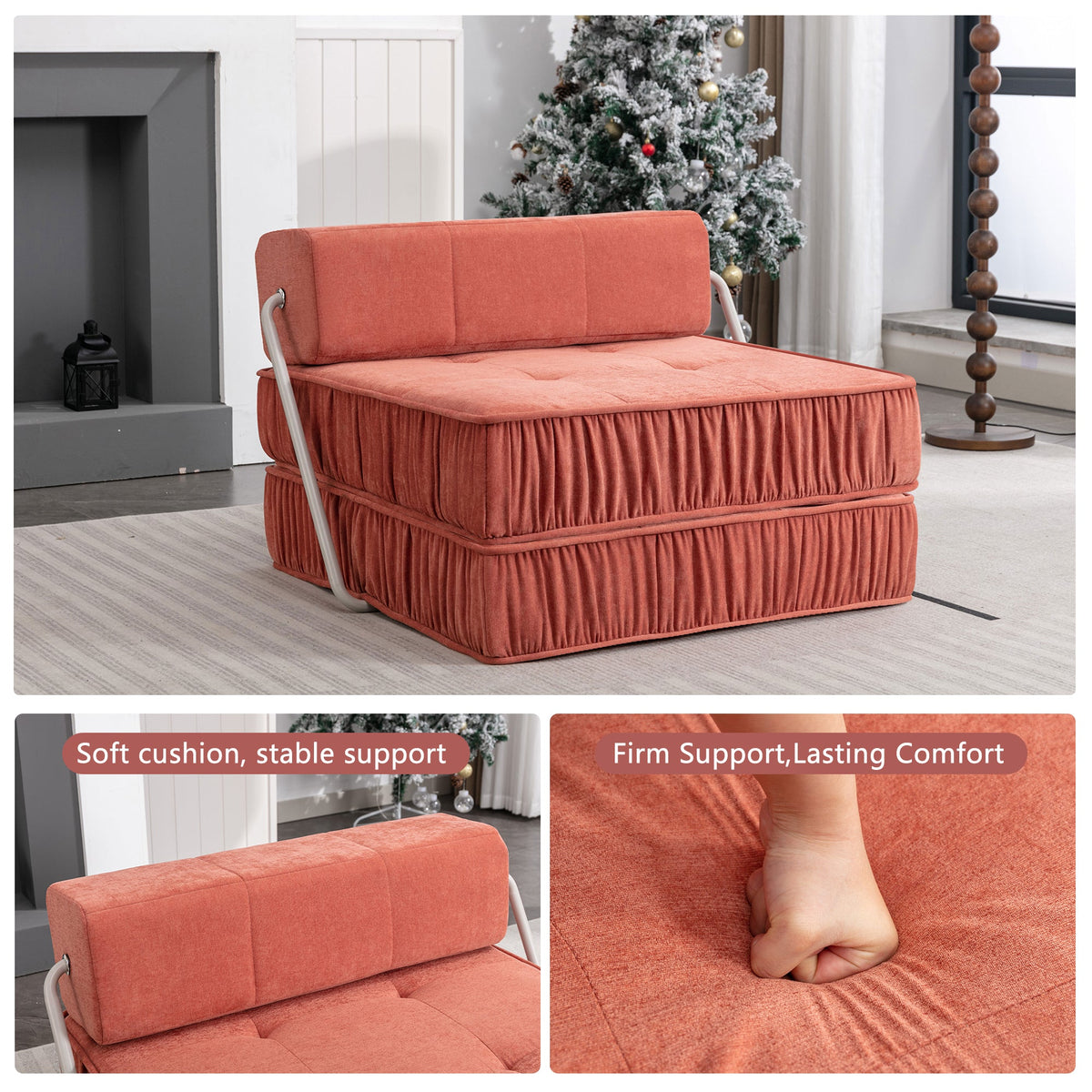 Orange Folding Sofa - Convertible Chair for Home