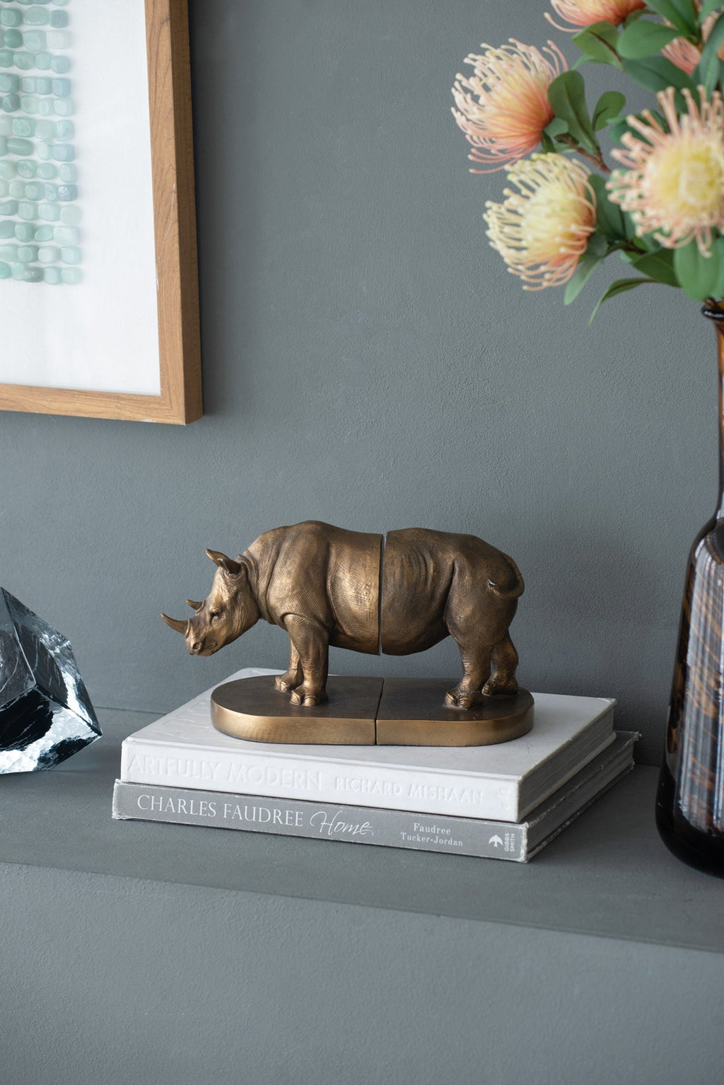 Rhino Bronze Bookends - Set of 2