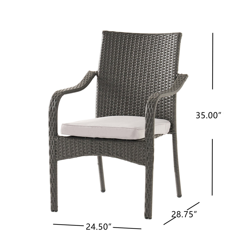 Outdoor PE Rattan Stacking Chair Set with Cushions (Set of 4)