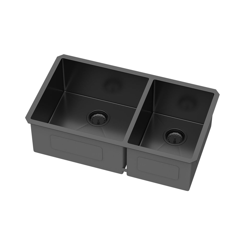 Double Bowl (60/40) Undermount Sink - 33"x19"x10" Gunmetal
