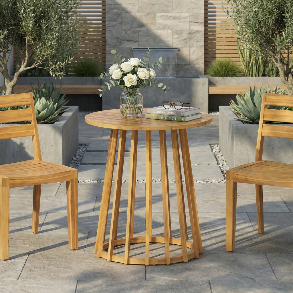 Outdoor Round Top Acacia Wood Dining Table