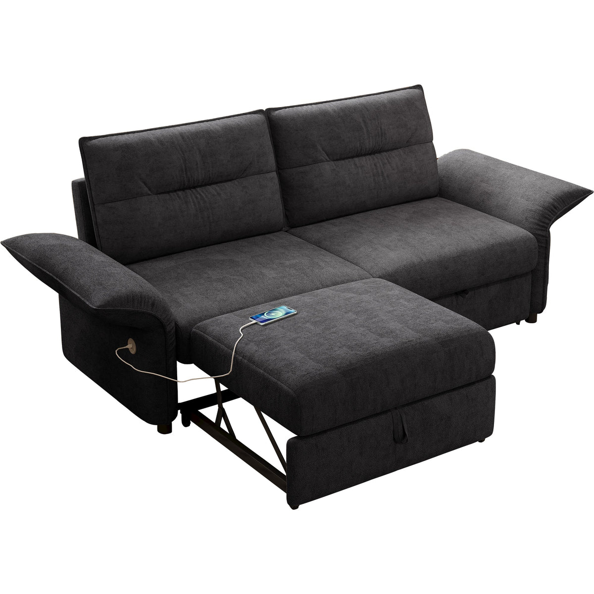 Multi-Functional Sofa Bed with Plush Fabric