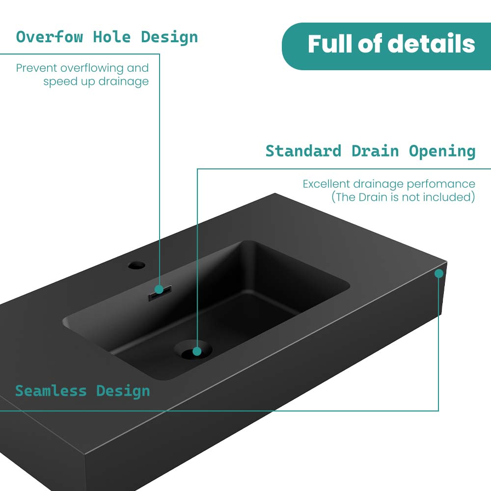 BB02-36-109 Integrated Engineered Solid Surface Basin