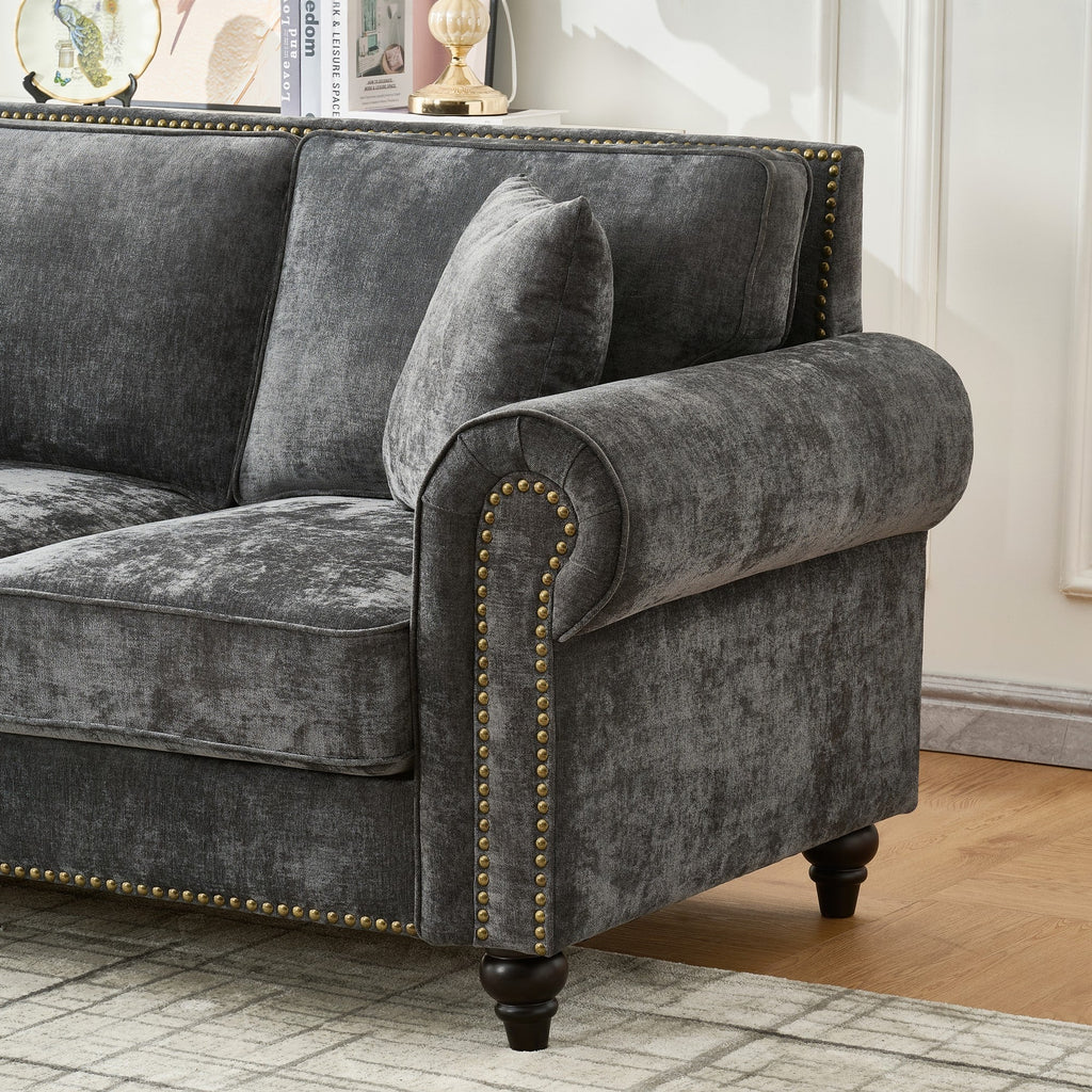 63" Modern 2-Seater Sofa with Rolled Arms