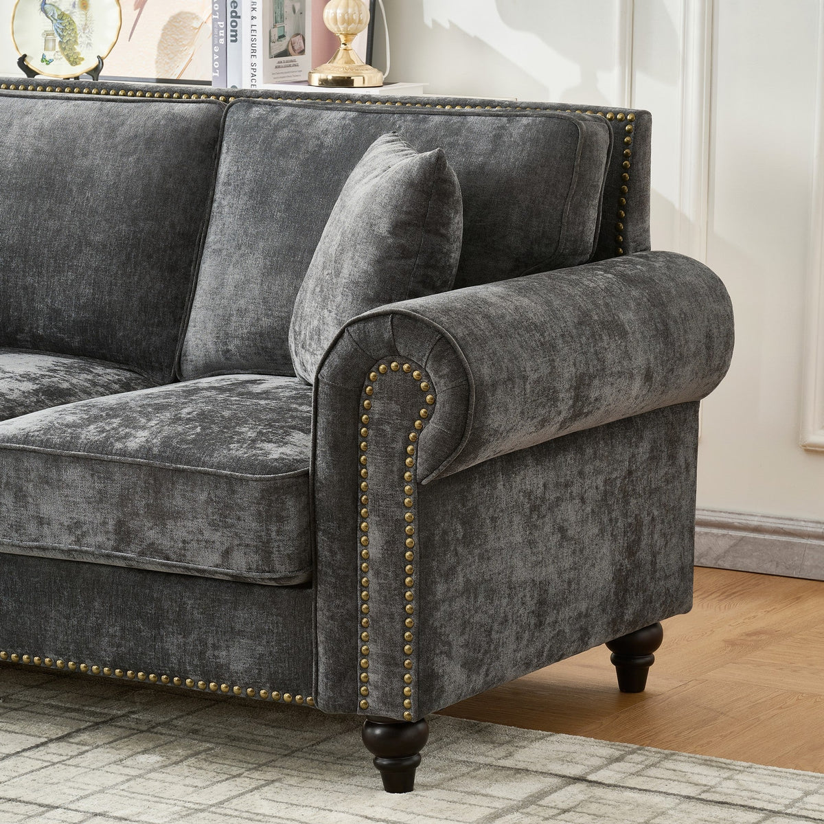 63" Modern 2-Seater Sofa with Rolled Arms