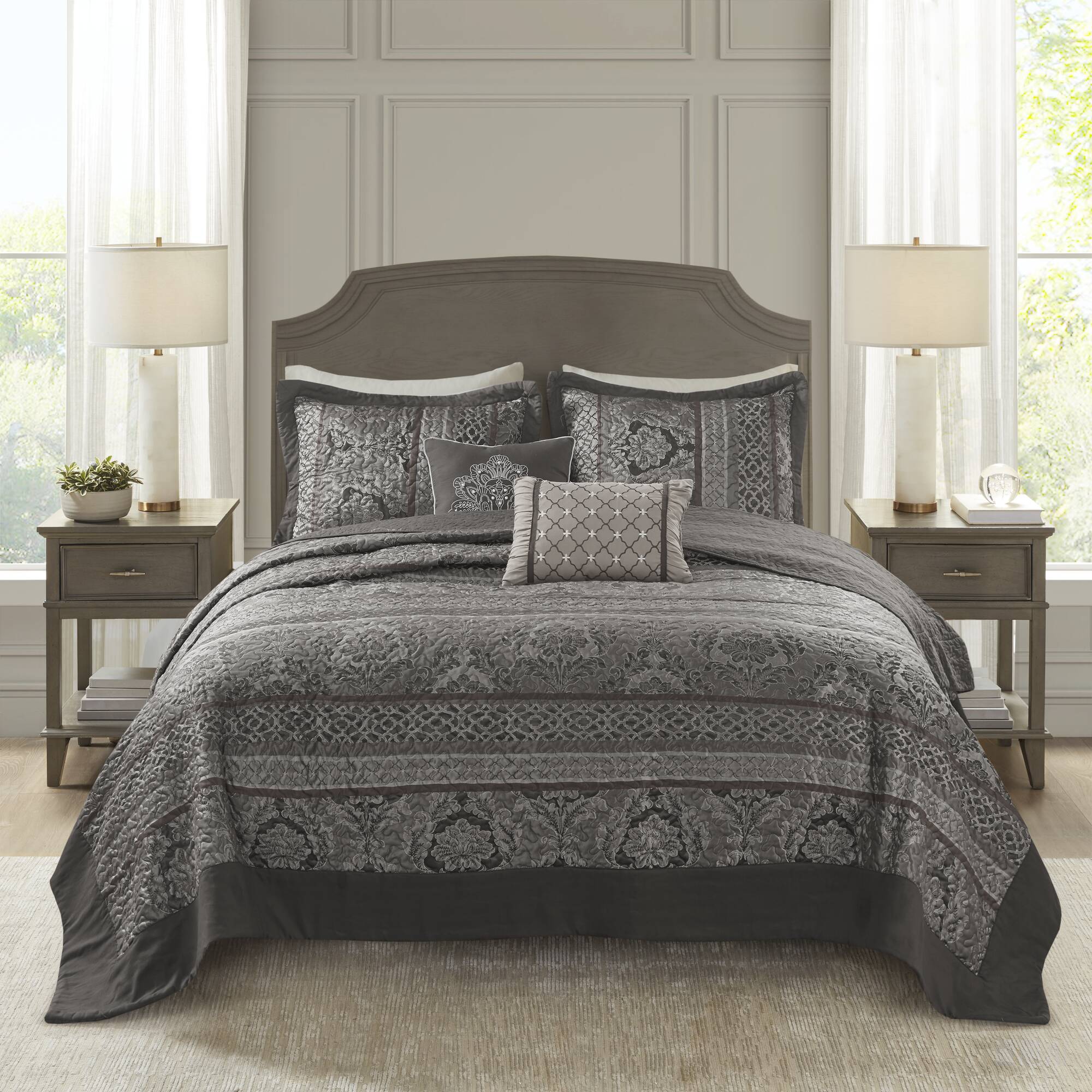 5-Piece Queen Reversible Jacquard Bedspread Set