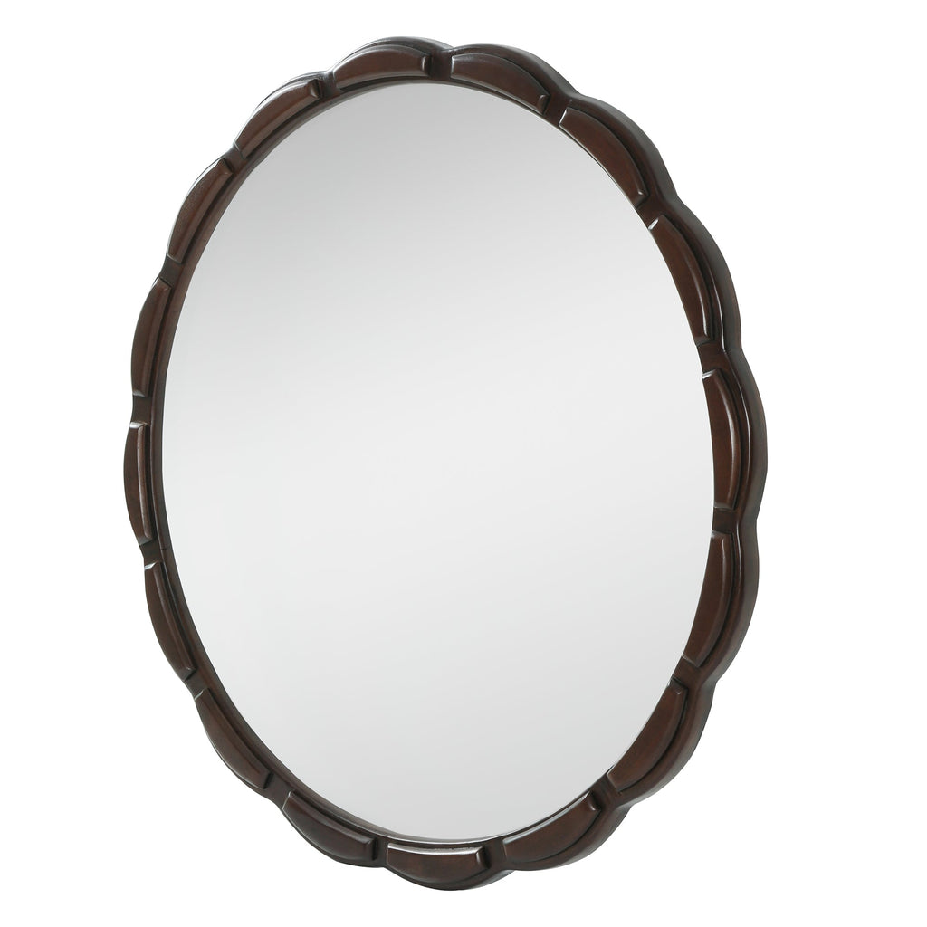 Round Wood Wall Mirror - 31.5" Farmhouse Rustic Accent