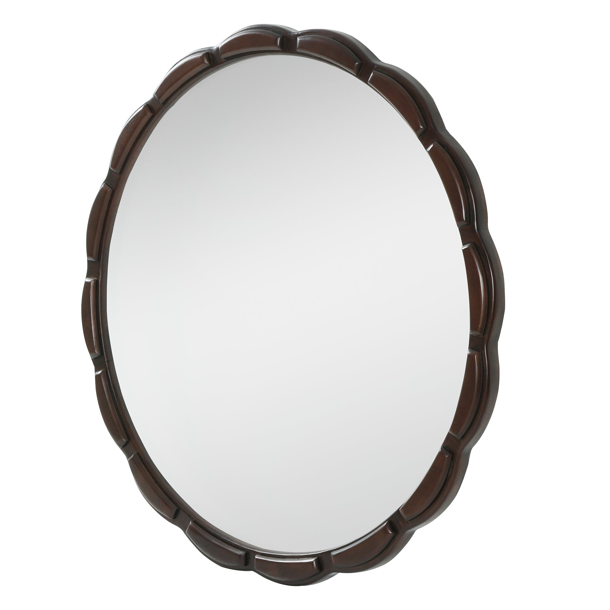 Round Wood Wall Mirror - 31.5" Farmhouse Rustic Accent