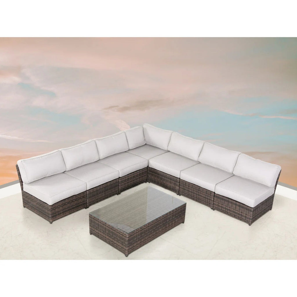 Fully Assembled 6-Person Extra-Wide Wicker Outdoor Seating Set with Cushions