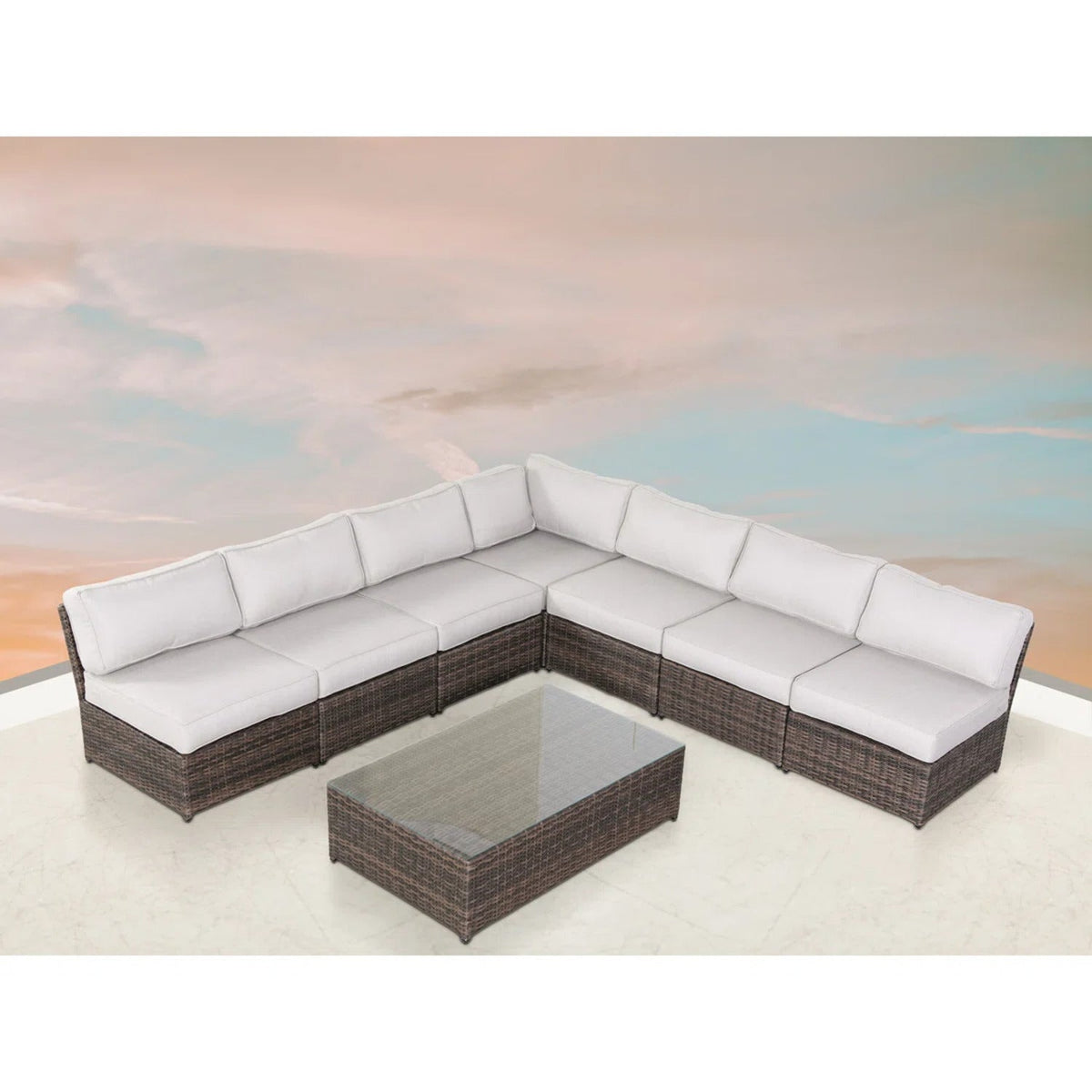 Fully Assembled 6-Person Extra-Wide Wicker Outdoor Seating Set with Cushions
