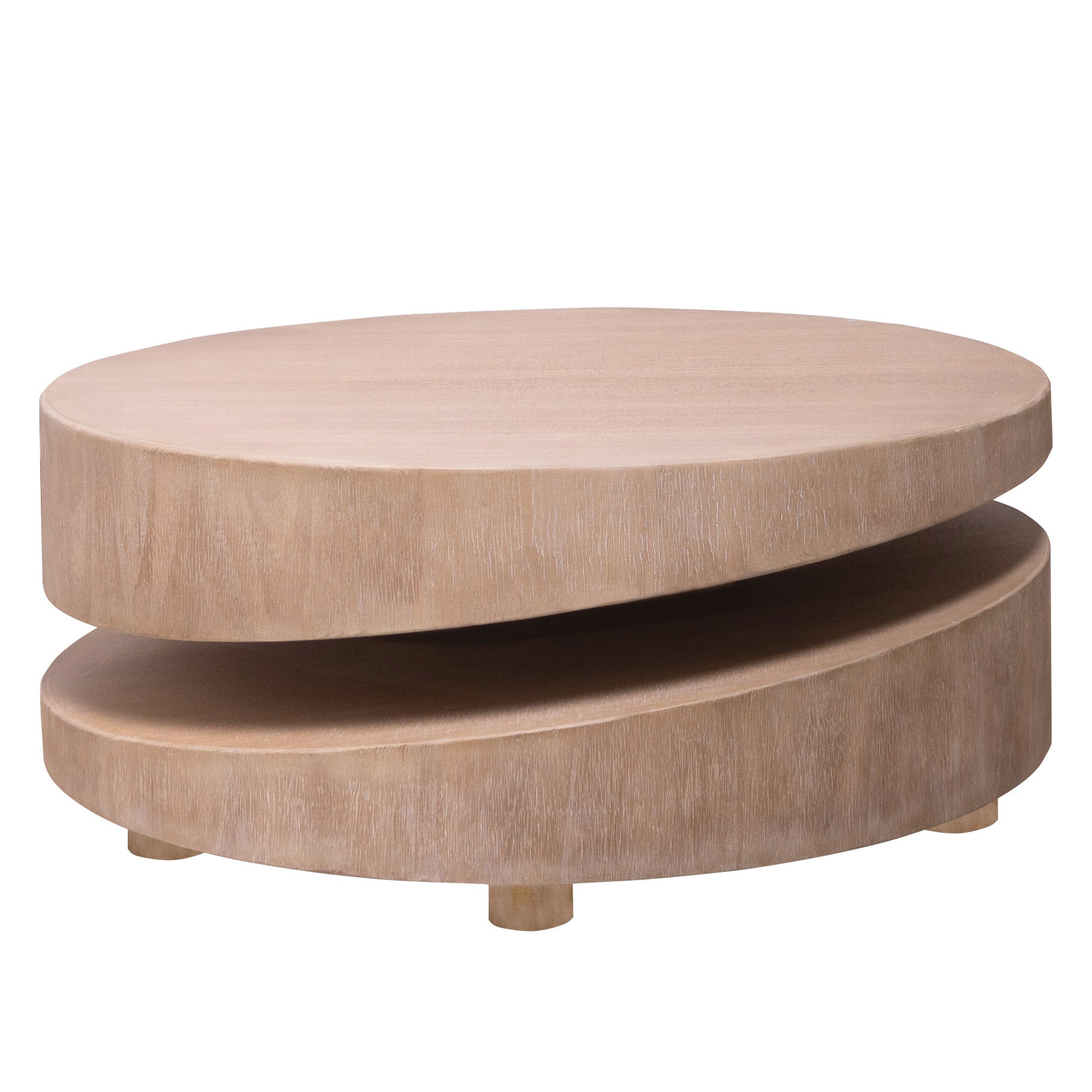 Modern Round Wood Coffee Table – 31.3"