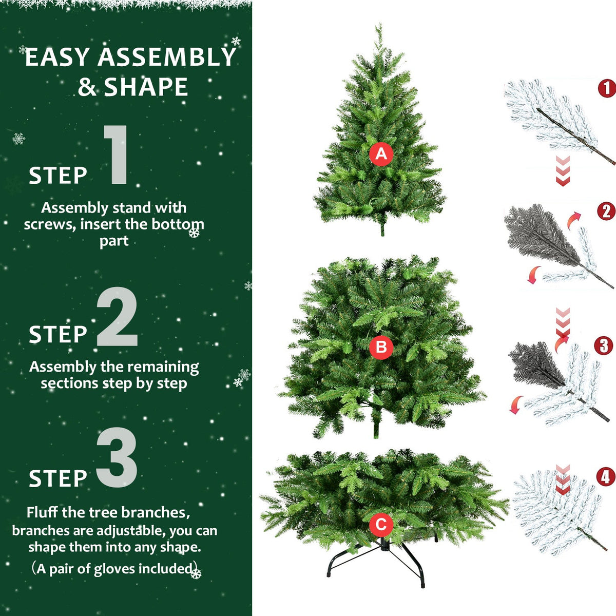 7ft Pre-Lit Christmas Tree with 450 Warm Lights