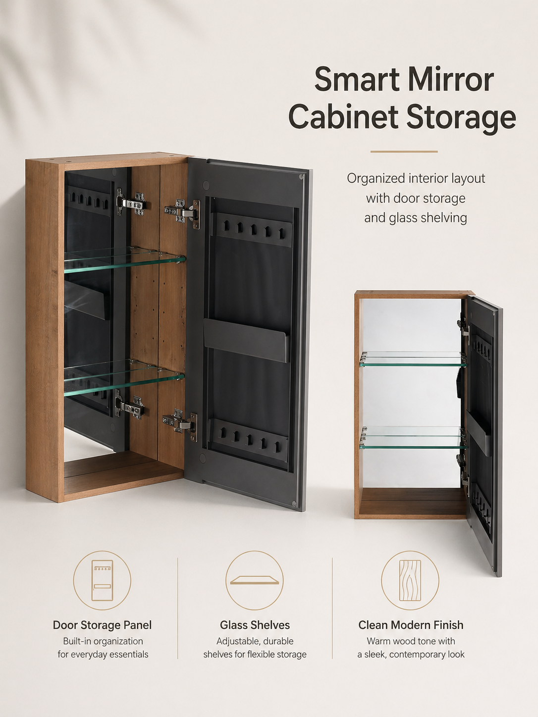 14" Bathroom Mirror Cabinet with Storage