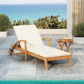 Chaise Lounge With Wheel - Acacia Wood Recliner for Patio