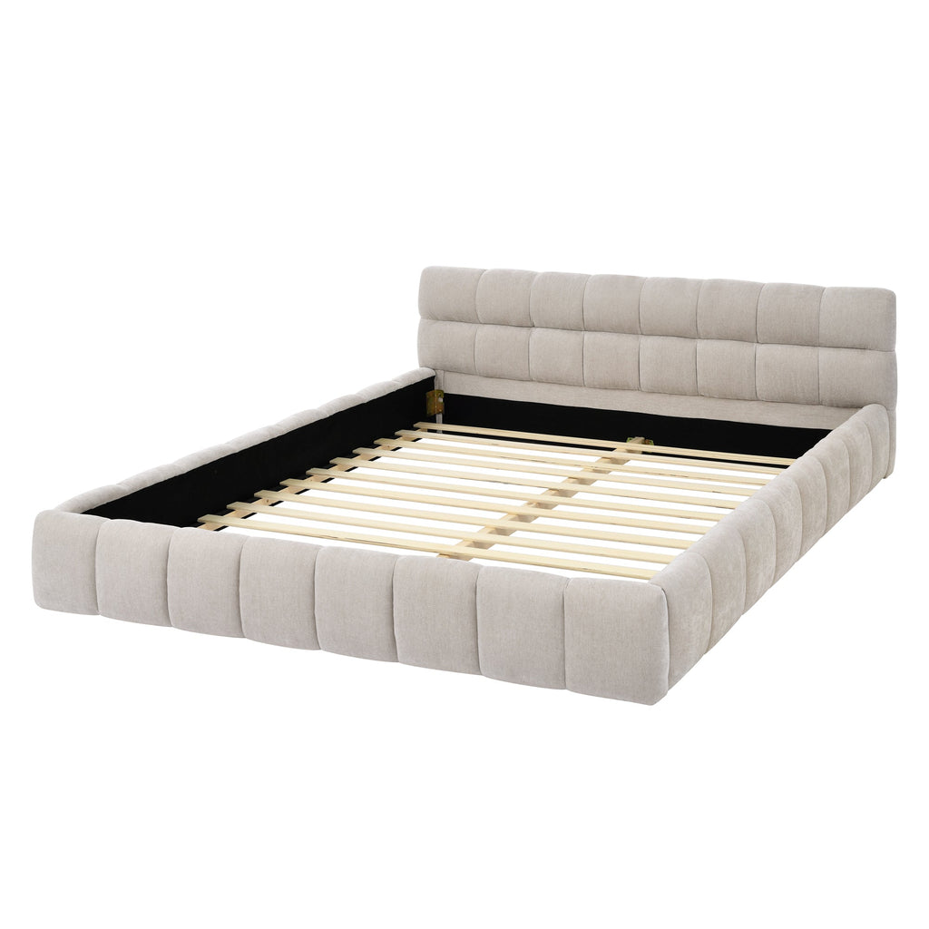 Queen Size Upholstered Bed Frame with Thick Fabric