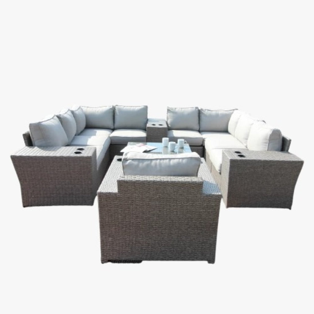 Outdoor 7-Person Wicker Conversation Set with Cushions