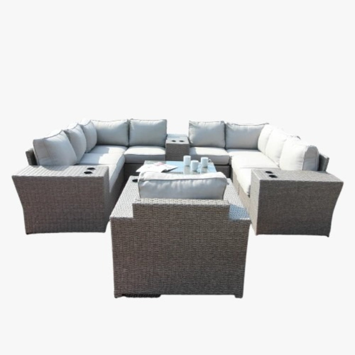 Outdoor 7-Person Wicker Conversation Set with Cushions