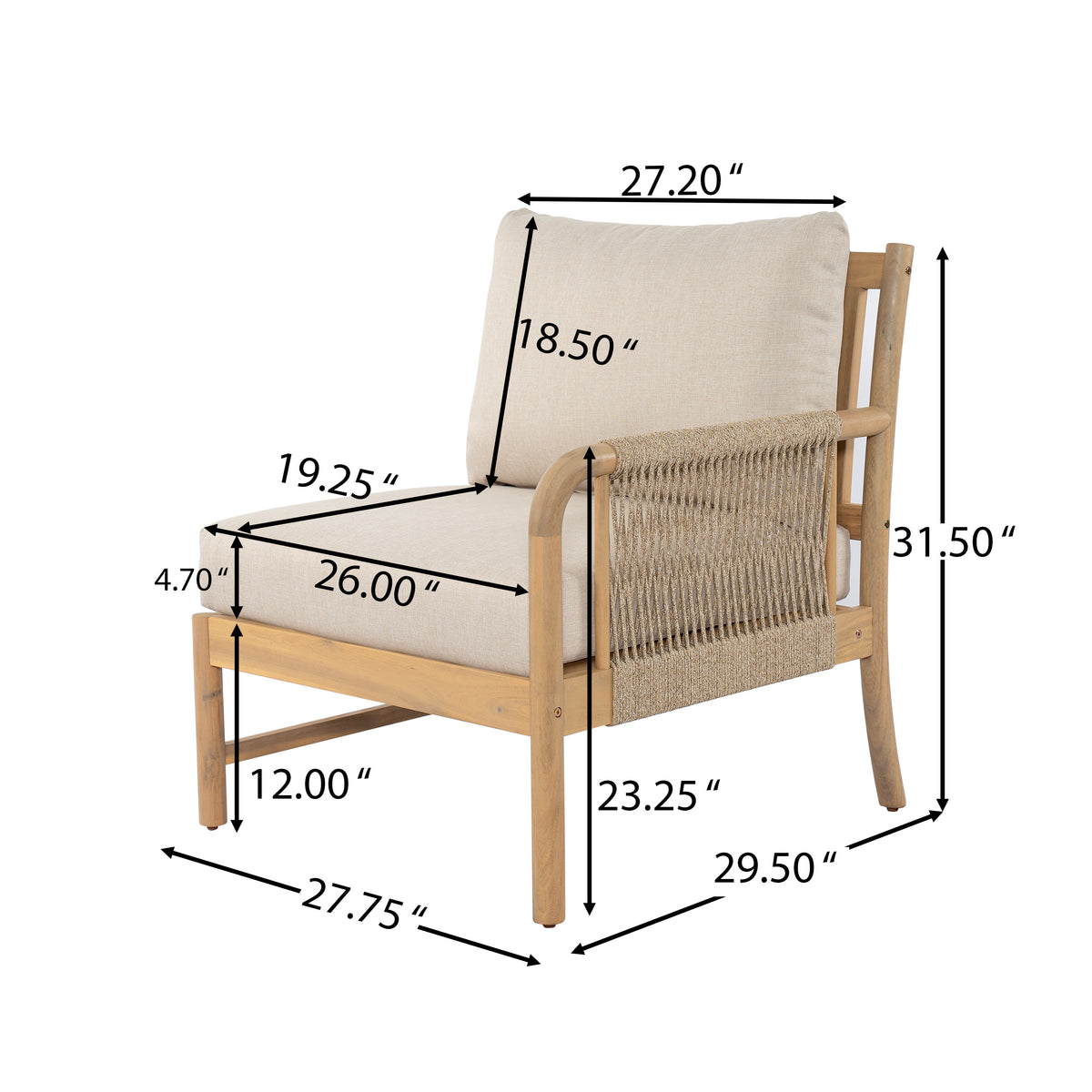 Casper Outdoor Right Arm Chair