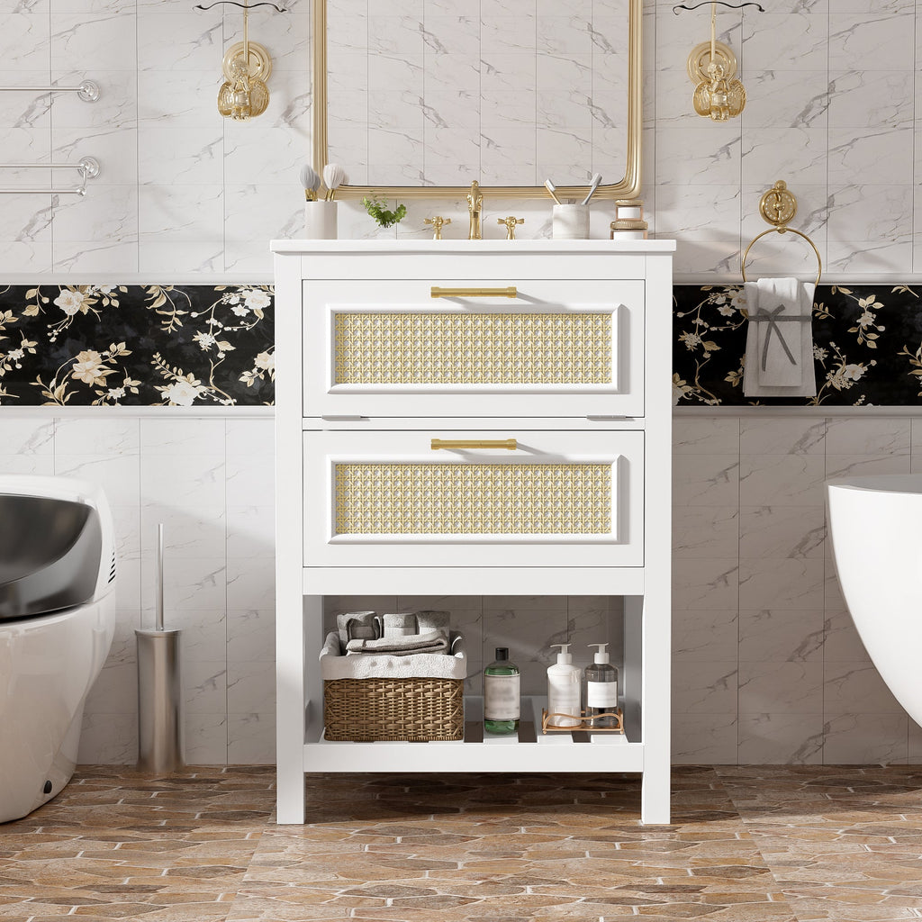 24" Bathroom Vanity with Integrated Ceramic Sink