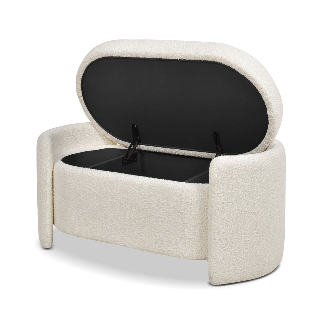 Fuji 43" Upholstered Oval Storage Bench