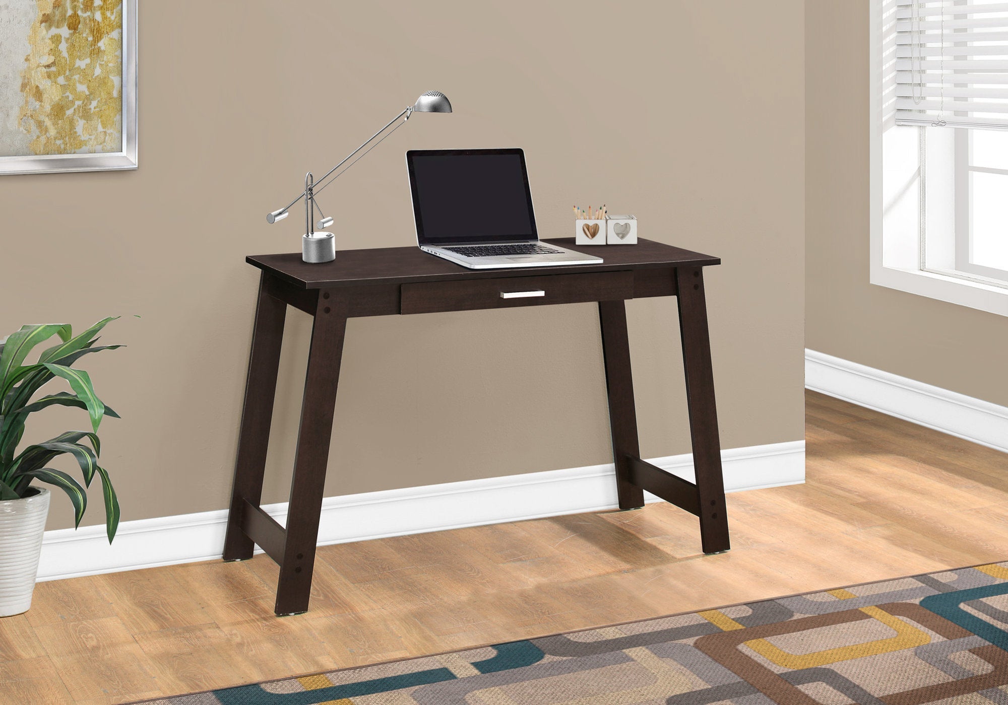 Contemporary Computer Desk, Home Office, Laptop, Storage Drawers, Work