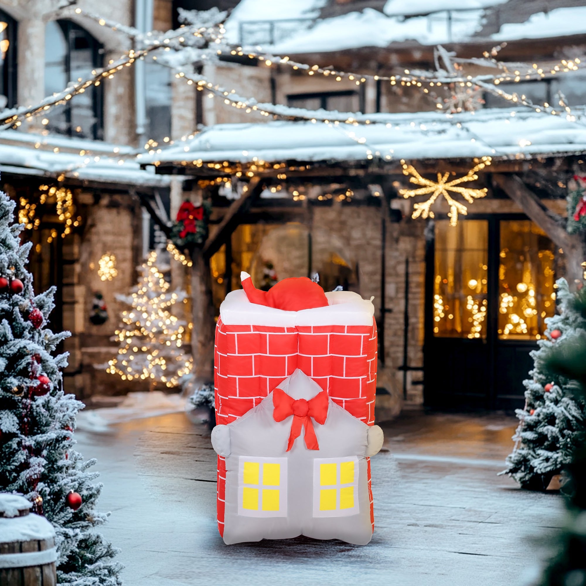 7Ft Christmas Inflatable Santa in Chimney Up and Down