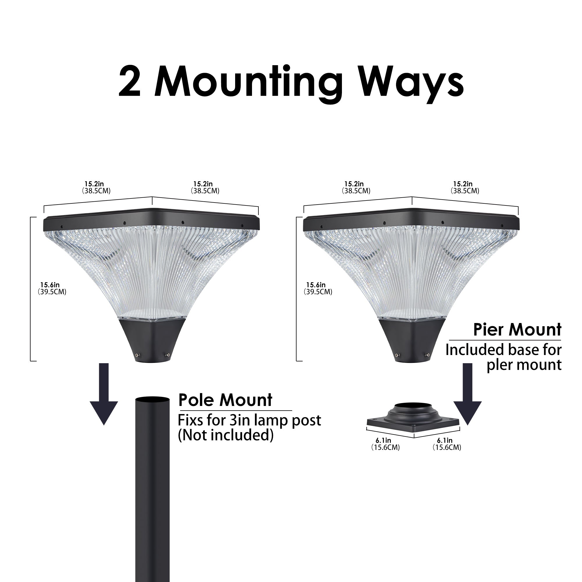 15" Black Outdoor Post Light