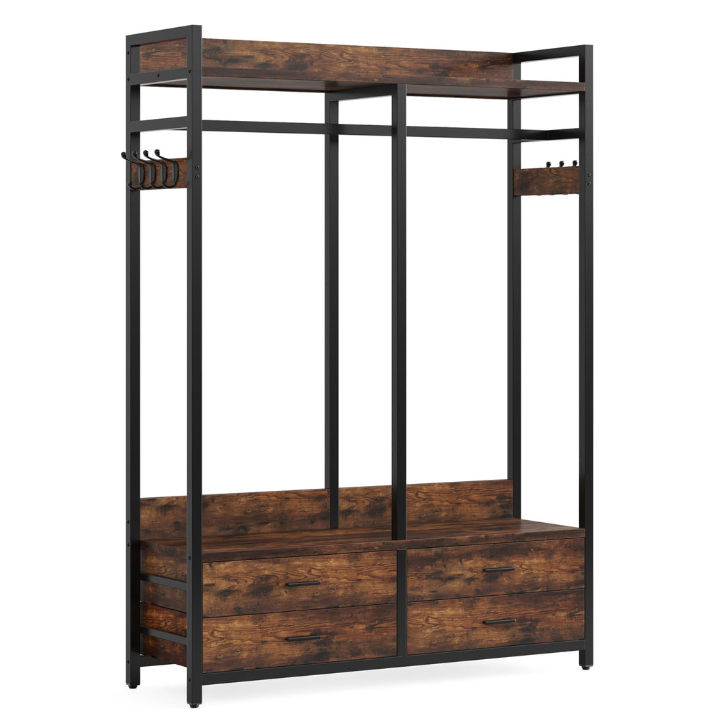 47.2" Rustic Brown Freestanding Closet Organizer