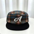 Fashionable Trendy Plaid Patchwork Three-dimensional Letter D Flat-brimmed Hat - American Retro Streetwear Style - Versatile And Suitable For All Occasions Baseball Cap