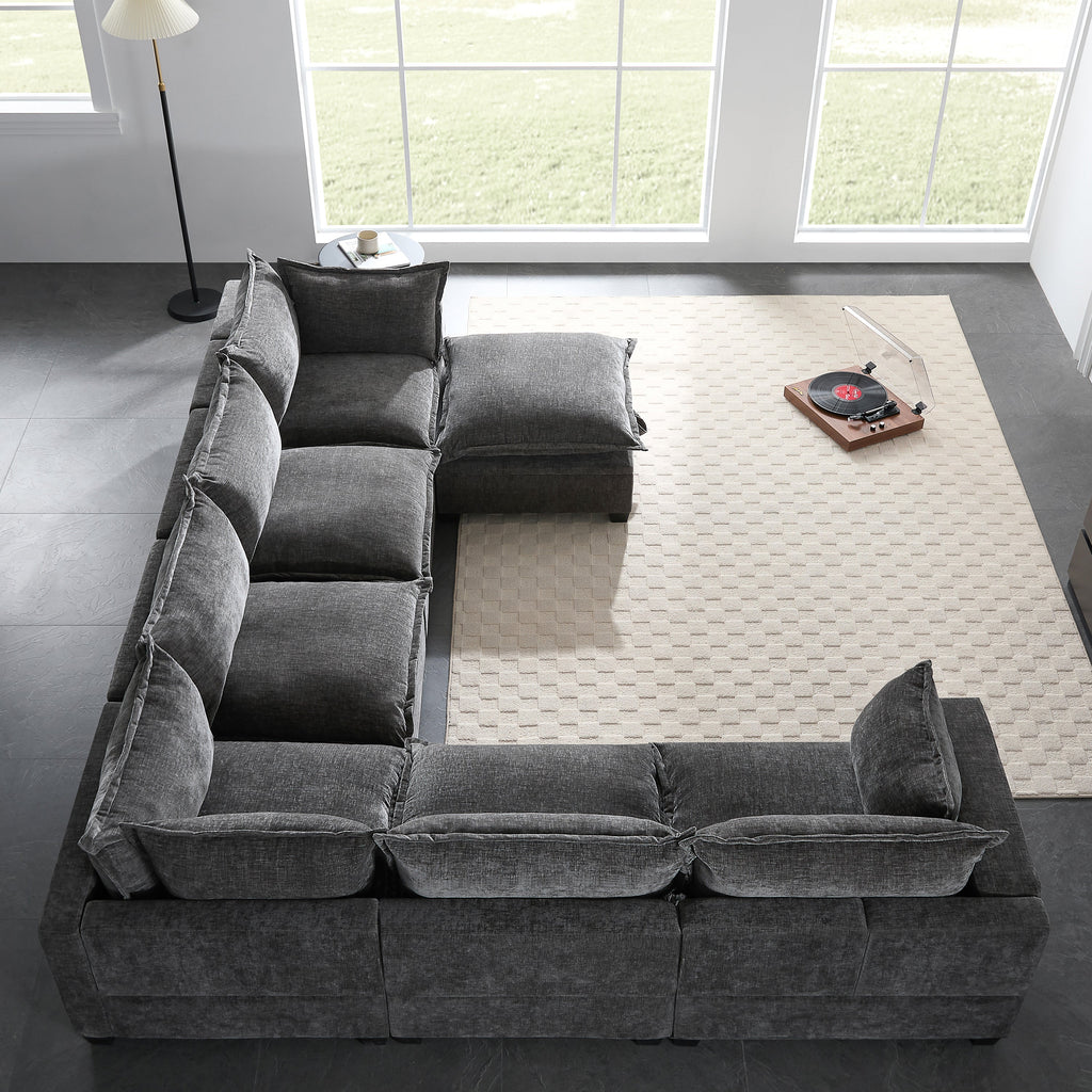 117.5 Inch Modular Sectional Sofa with Movable Storage Ottoman