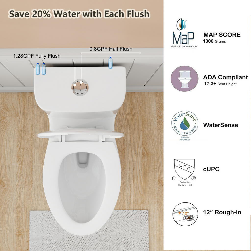 Tornado Flush One-Piece Toilet with Comfort Chair Seat