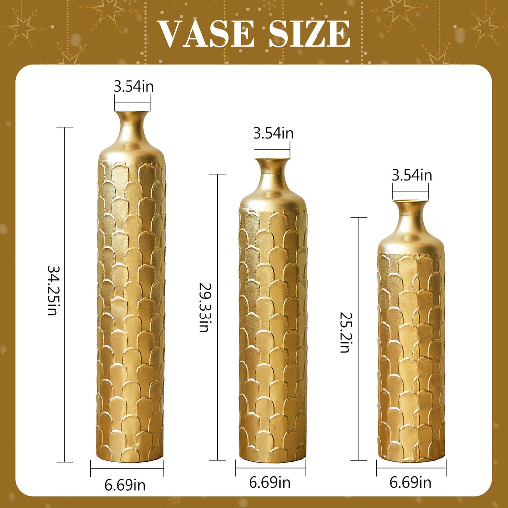 Floor Metal Vases Decorated