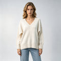 Women's Loose-fit V-neck Casual All-match Knit Sweater