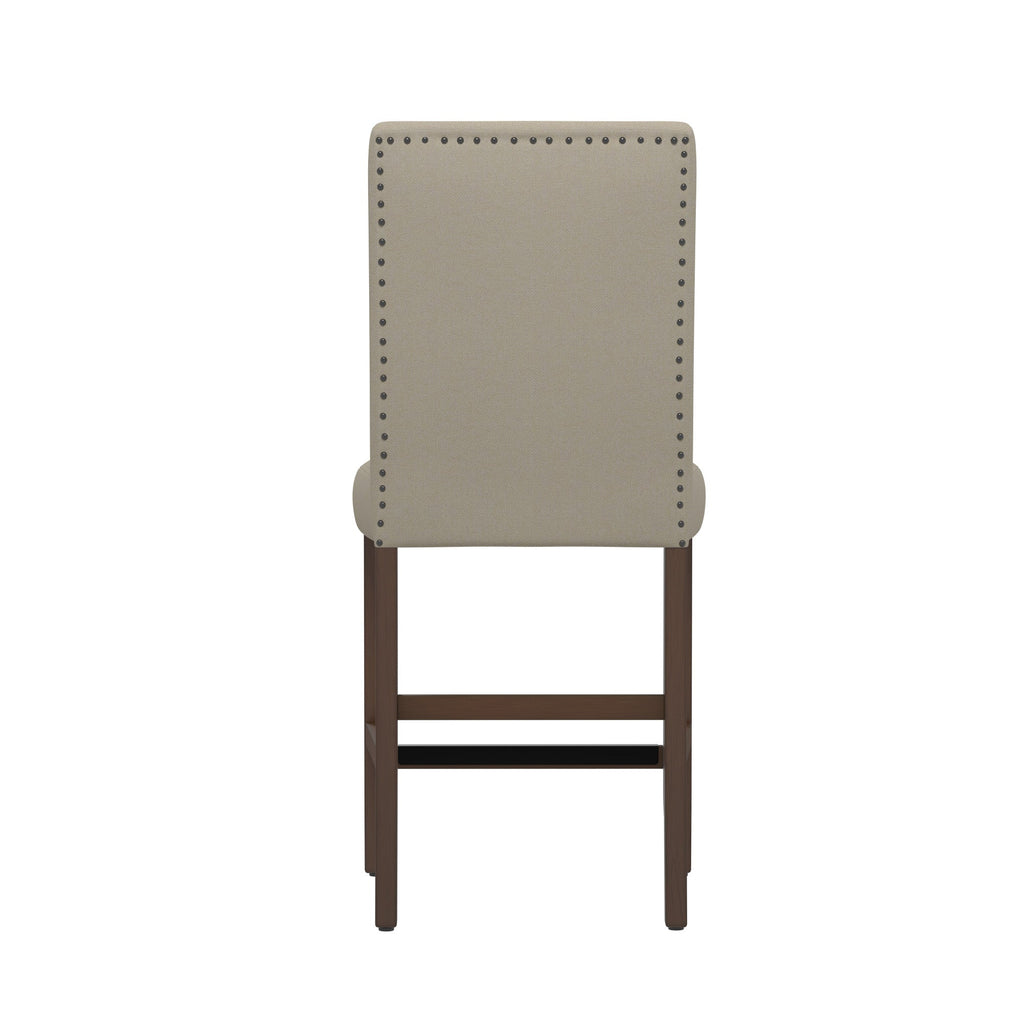 Brown Upholstered Barstools, Set of 2