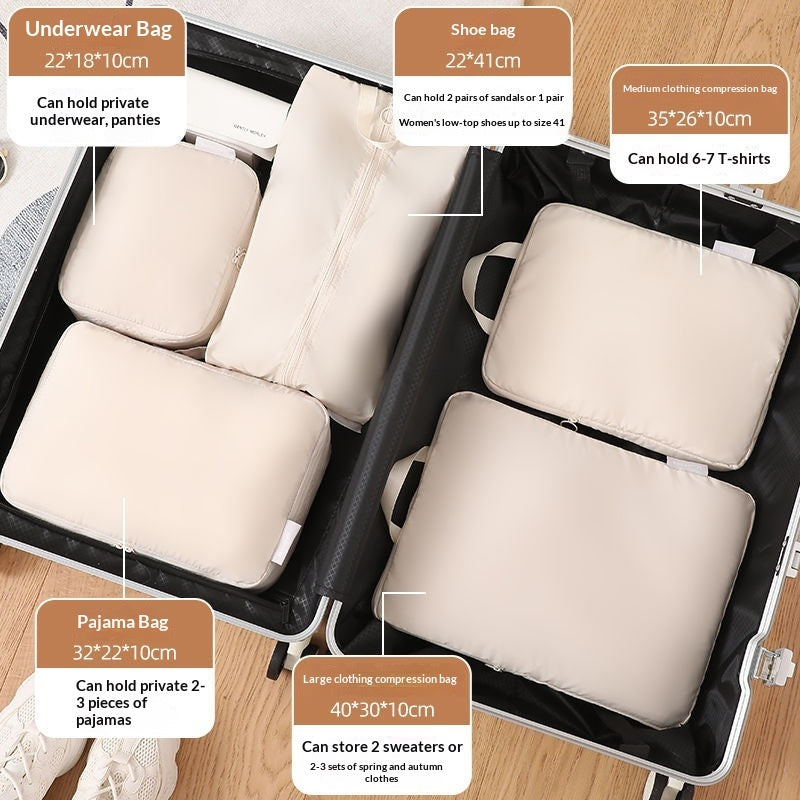 Compressible Travel Storage Bags Set - 6-Piece Luggage Organizers For Compartmentalized Packing Cubes