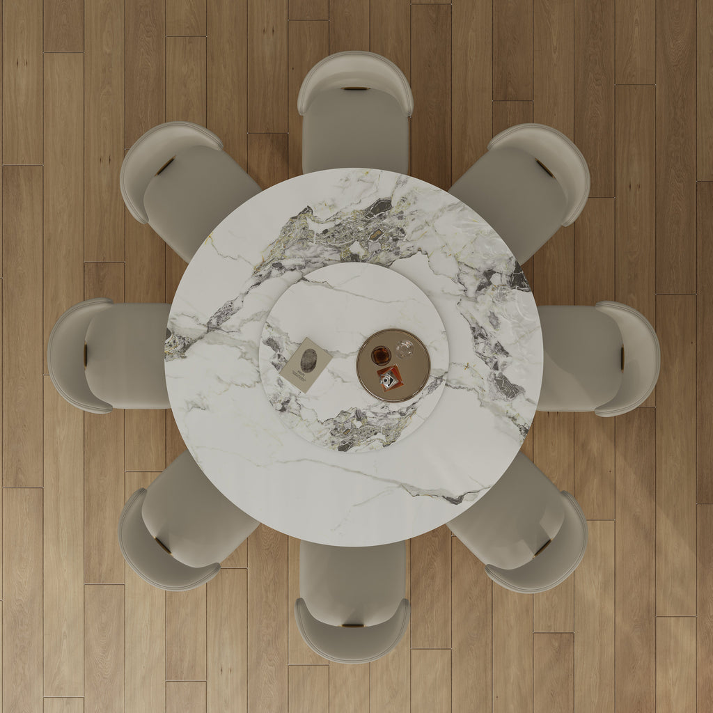 59" Round Sintered Stone Dining Table Set