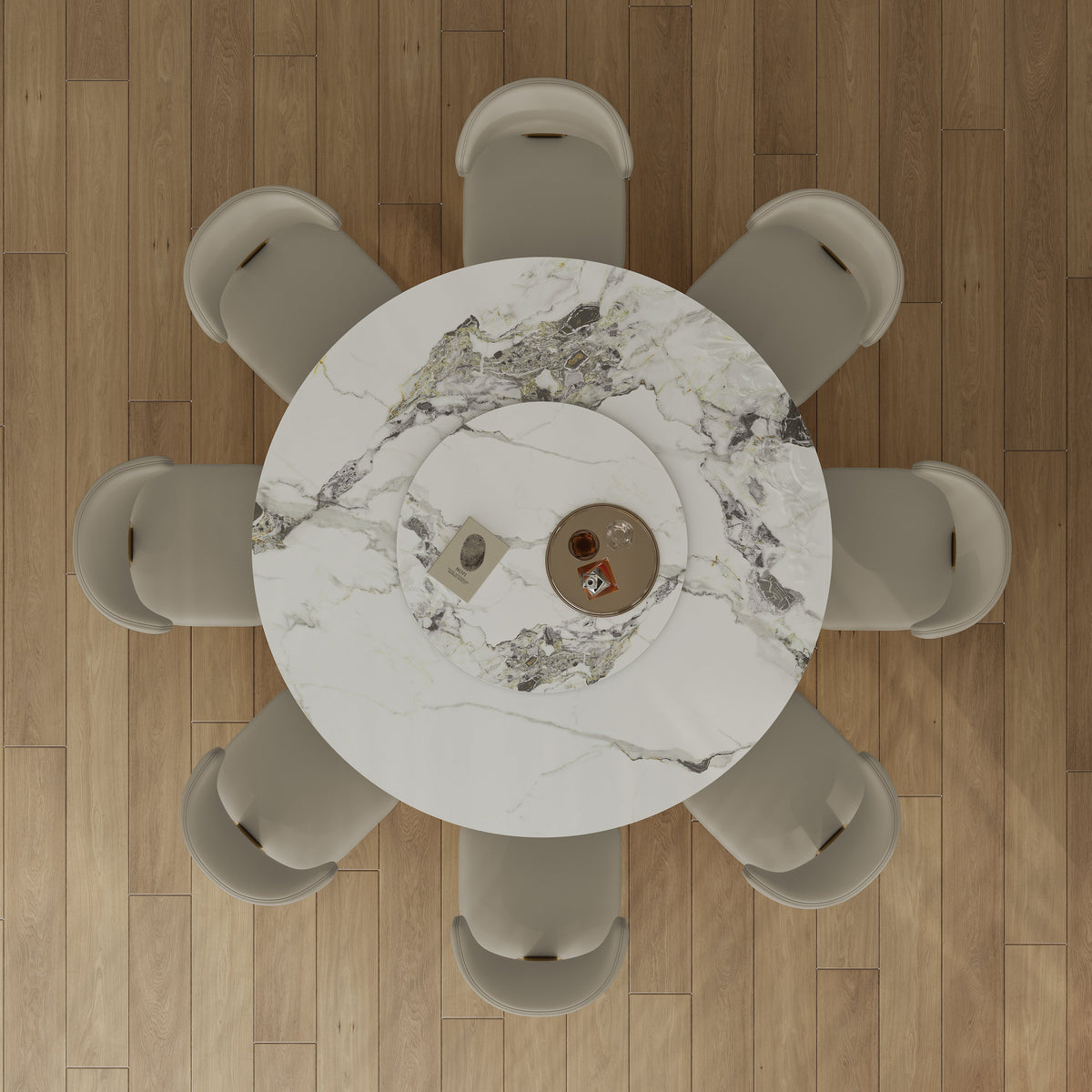 59" Round Sintered Stone Dining Table Set