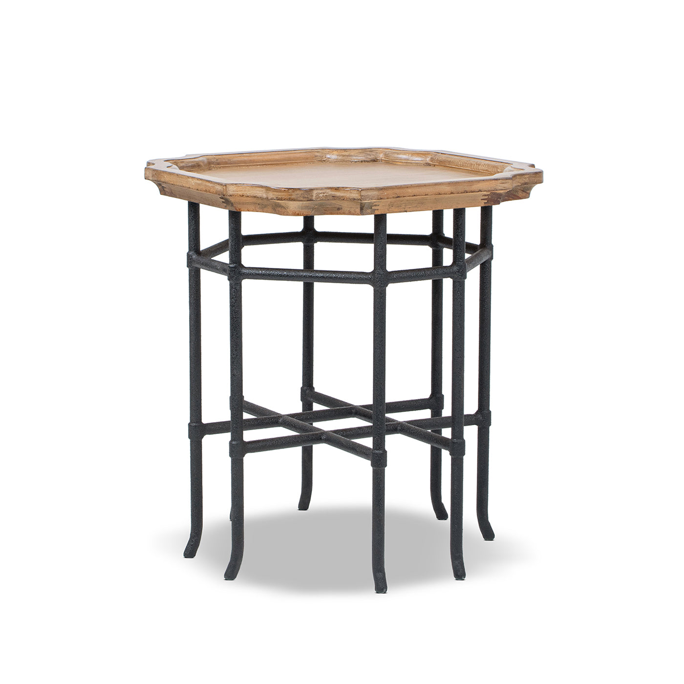 Foundry 24" Square Reclaimed Pine Wood & Iron Side Table