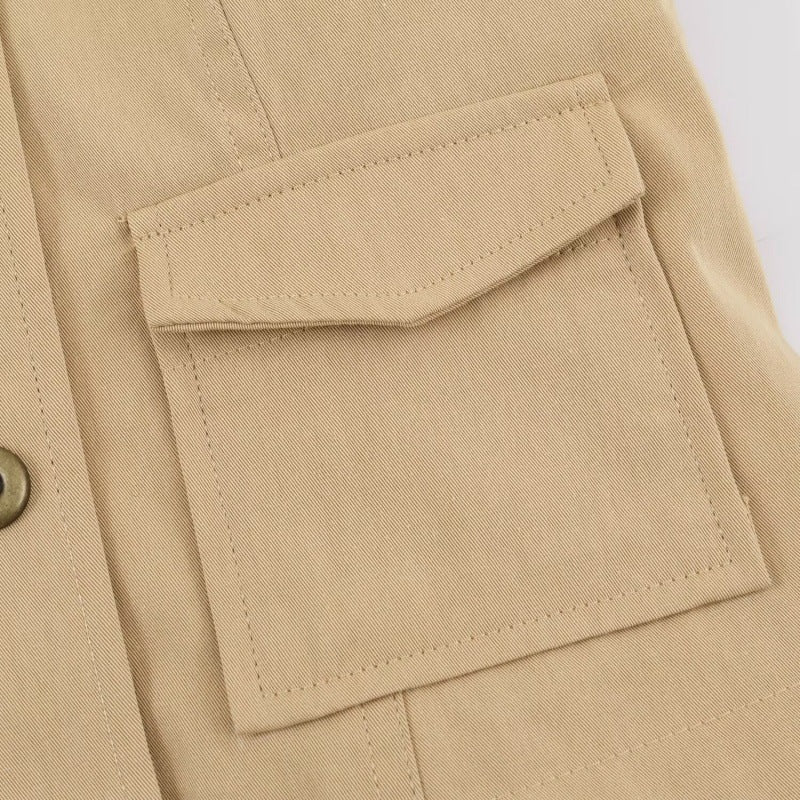 Elegant Double-breasted Coat Featuring A Stand-up Collar, Pockets, And A Fitted Waist