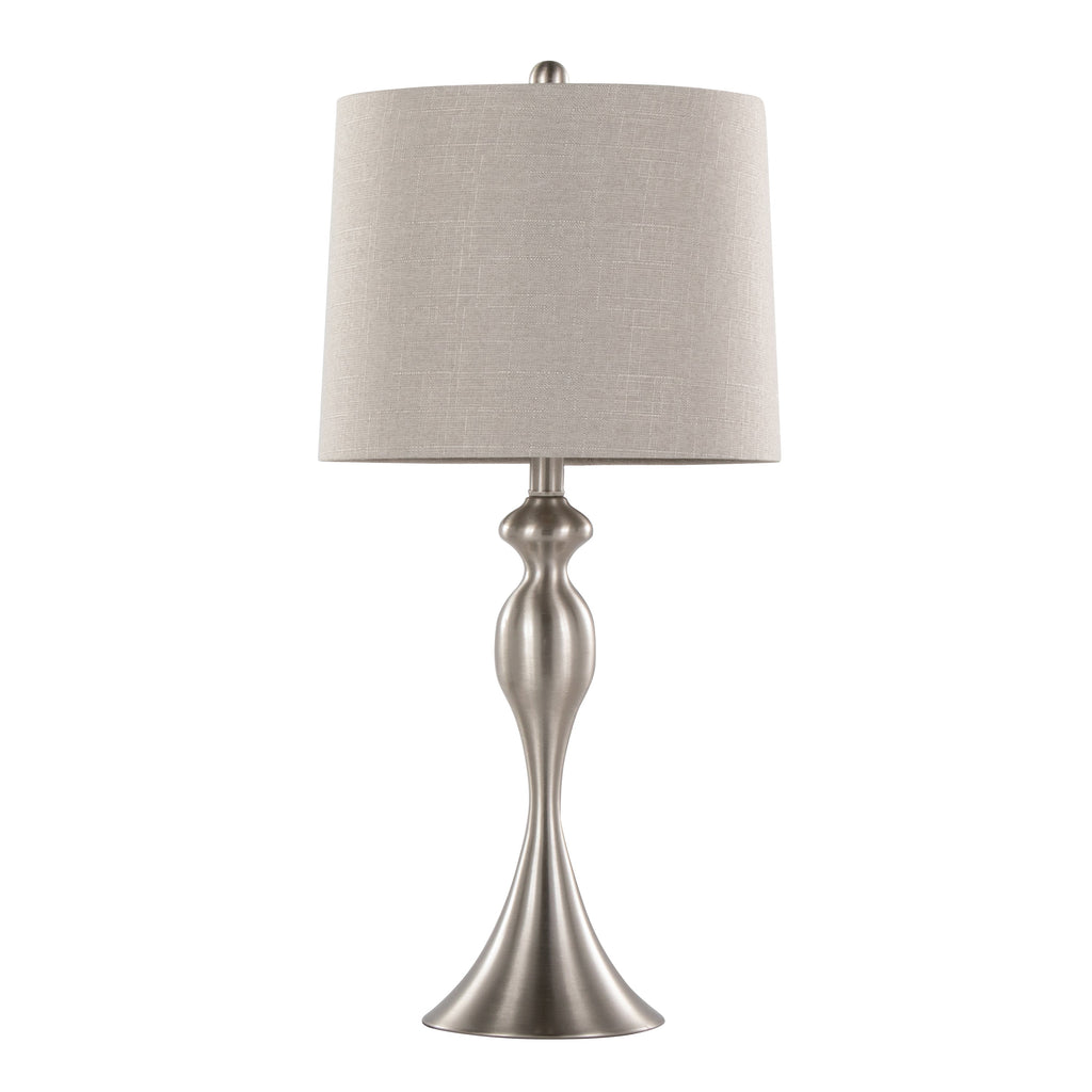 27" Contemporary Metal Table Lamp in Brushed Nickel