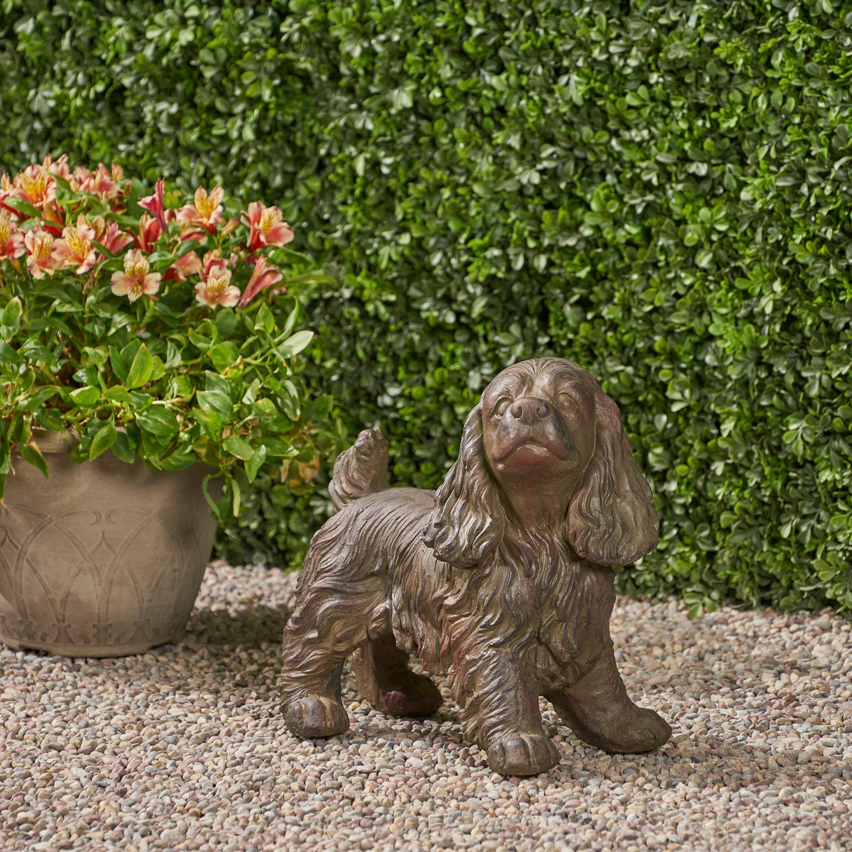 Josie Dog Cast Stone Garden Statue, Outdoor Cocker Spaniel