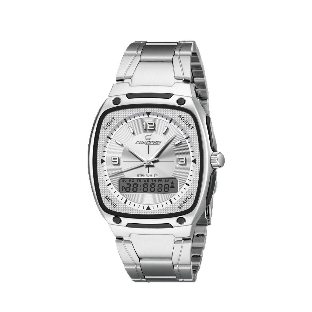 Mens Alloy Quartz Watch With A Steel Bracelet