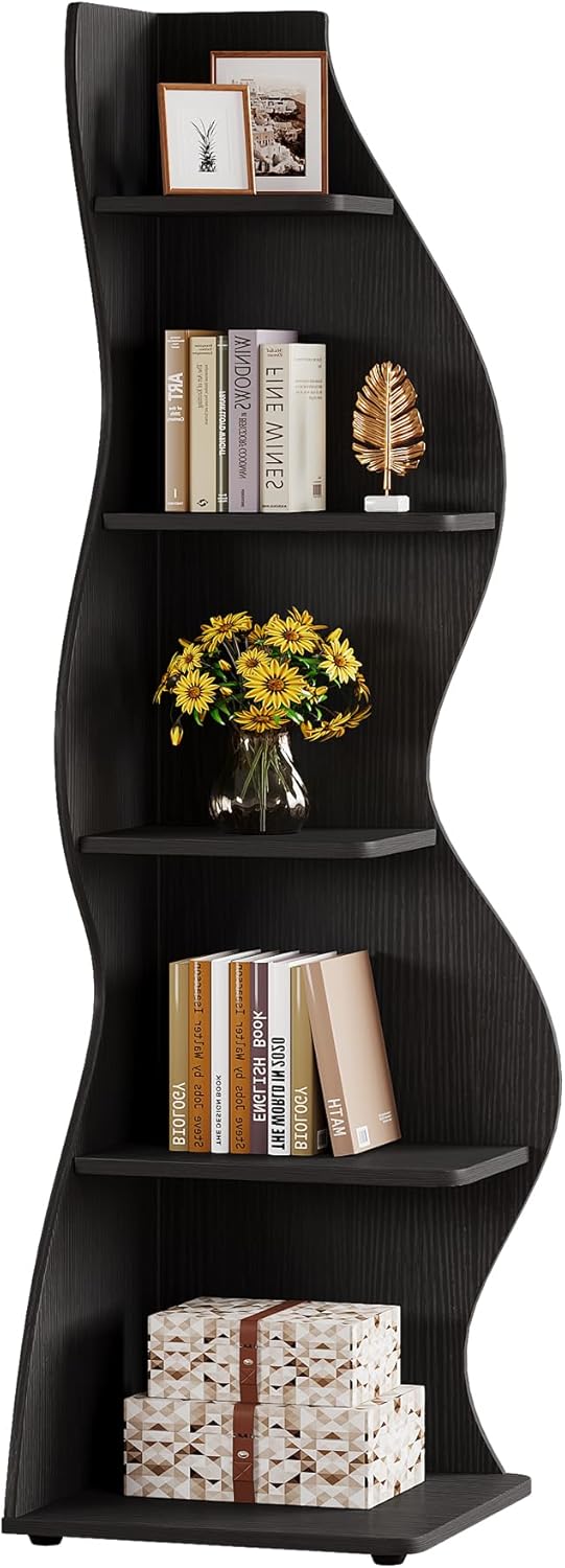 69.8" Height 5-Tier Wavy Bookshelf