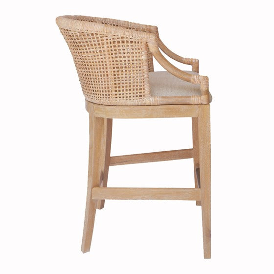 Handcrafted Rattan Counter Stool 25" H