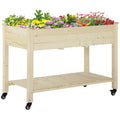 Outsunny Raised Garden Bed with Lockable Wheels